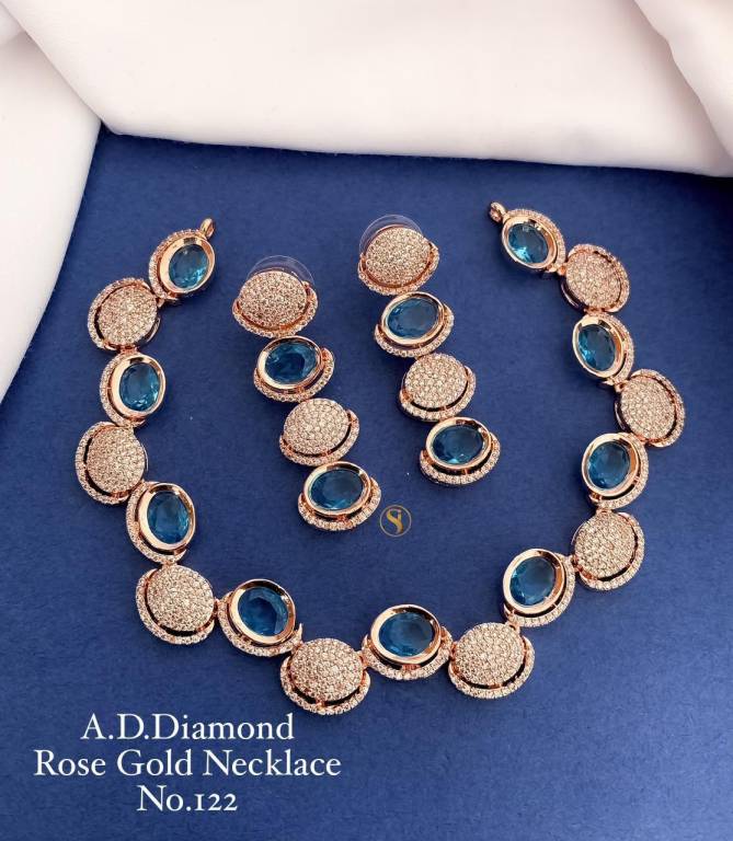 Silver And Rose Gold AD Diamond Necklace 4 Catalog

